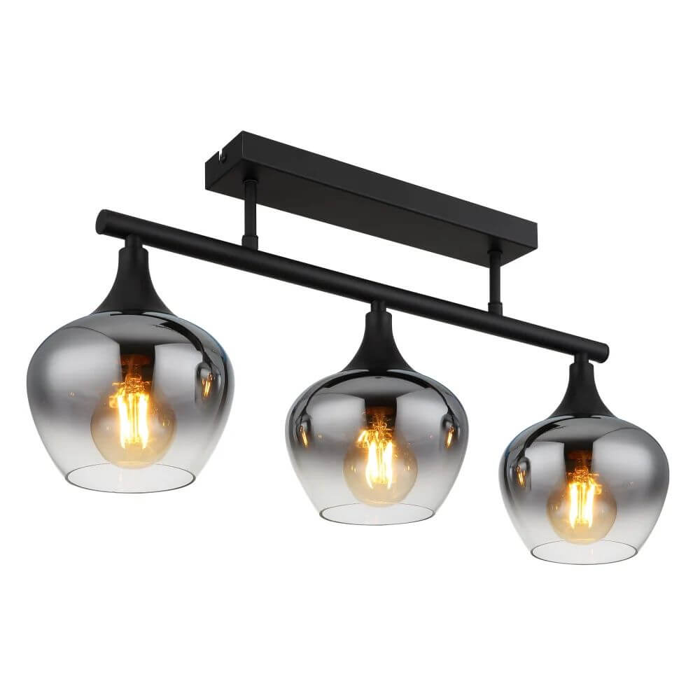 Globo Lighting Geeky lampa podsufitowa 3x40 W czarna-przezroczysta-przydymiona 15548-3D1