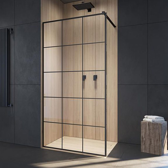 Radaway Modo X Black II Factory walk-in ścianka prysznicowa 120 cm czarny mat/szkło Factory 389324-54-55