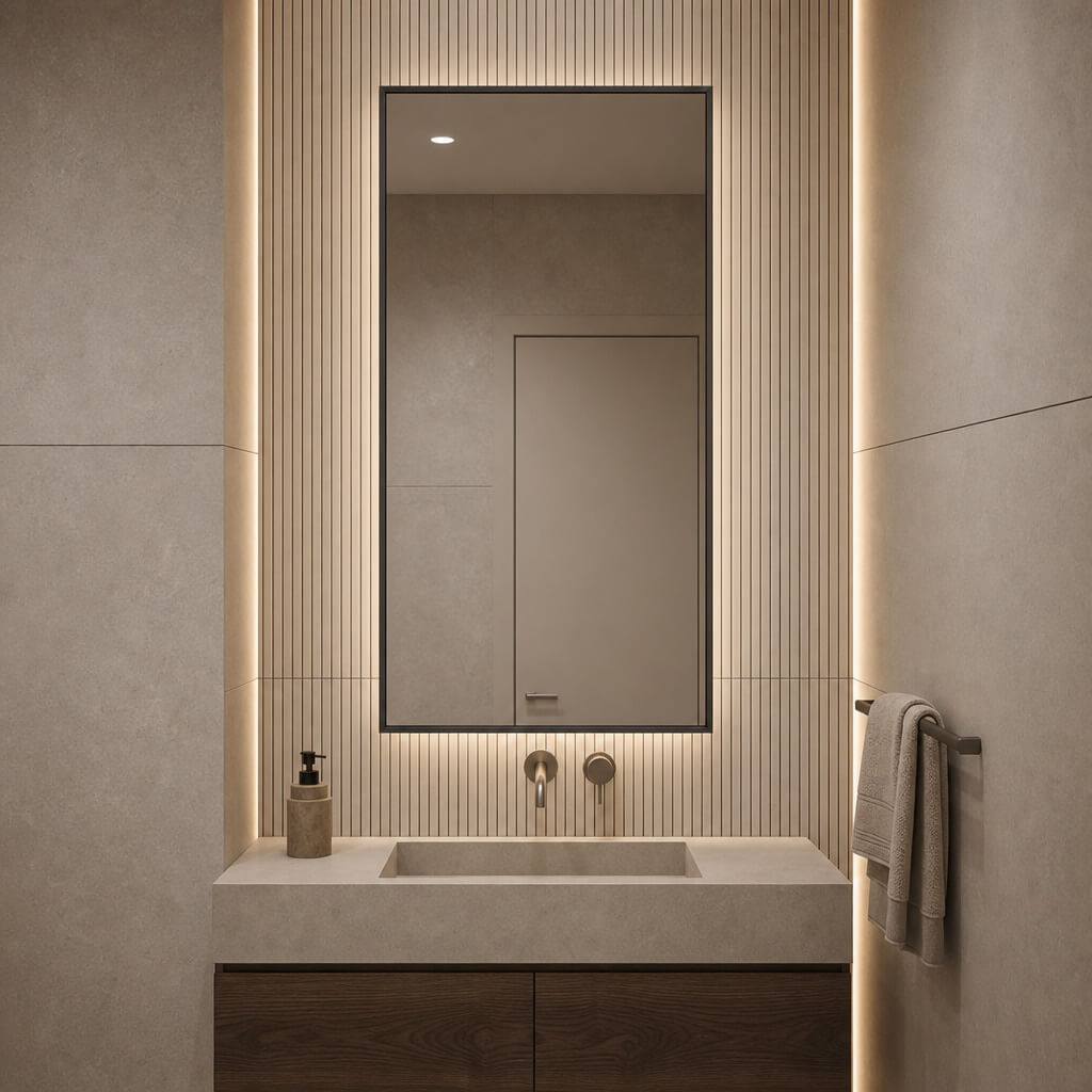 Baltica Design Aluma Loft lustro 60x80 cm prostokątne z oświetleniem czarne barwa zimna
