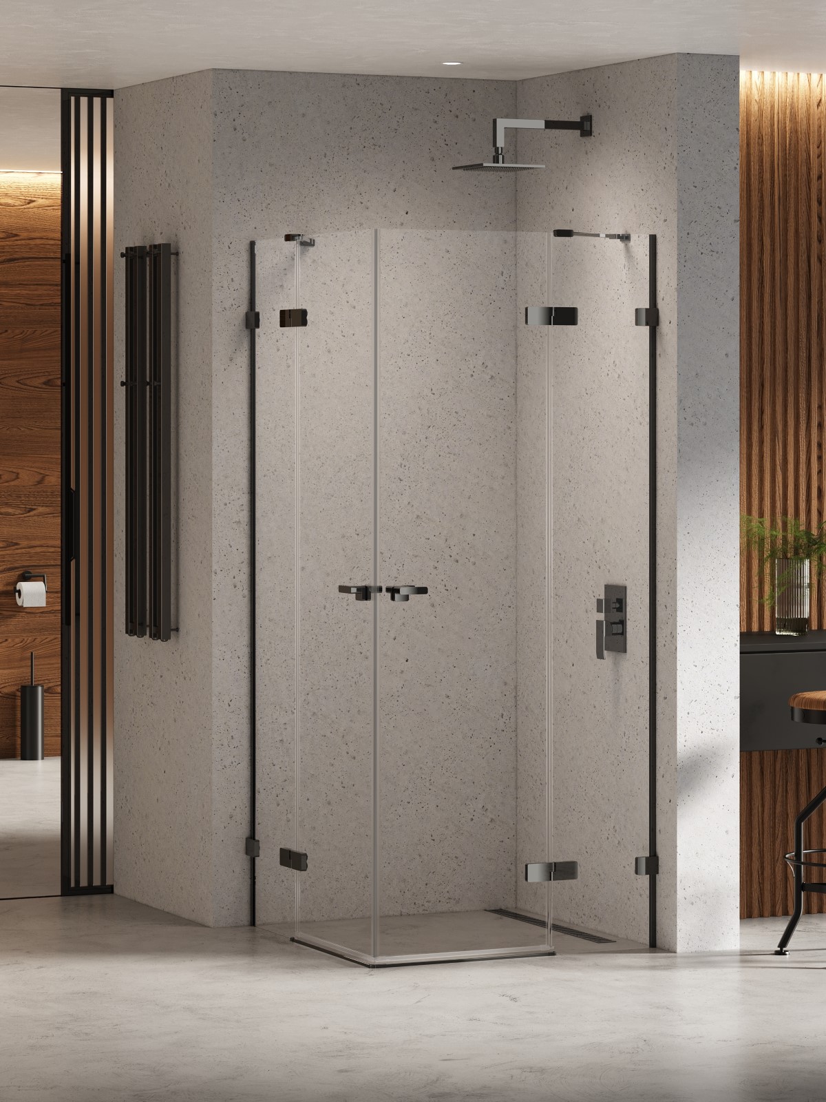 New Trendy Eventa Black Chrome kabina prysznicowa 90x90 cm kwadratowa czarny chrom połysk/szkło przezroczyste EXK-6211
