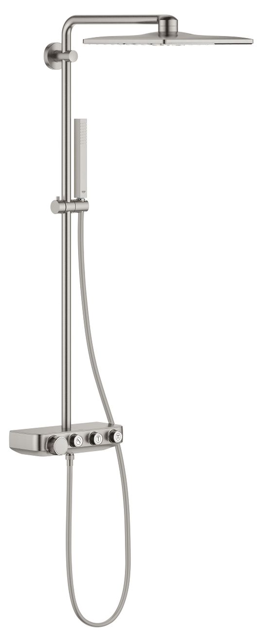 Grohe Euphoria SmartControl System 310 Cube Duo zestaw prysznicowy ścienny termostatyczny z deszczownicą stal nierdzewna 26508DC0