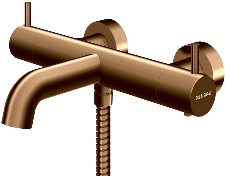 Kohlman Axel Brushed Copper bateria wannowo-prysznicowa ścienna z termostatem miedź szczotkowana QW710ABC