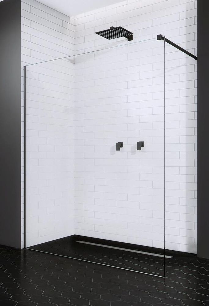 Radaway Modo New Black II Walk-In ścianka prysznicowa 50 cm wolnostojąca czarny mat/szkło przezroczyste 389054-54-01