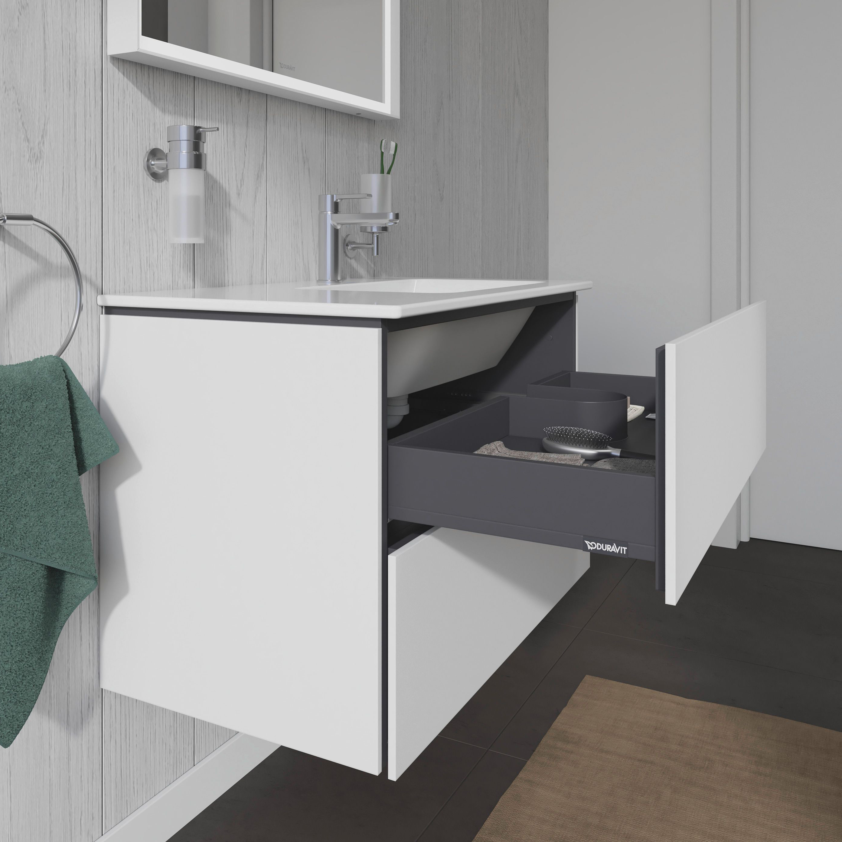 Duravit L-Cube szafka 82 cm podumywalkowa wisząca biały mat LC629201818