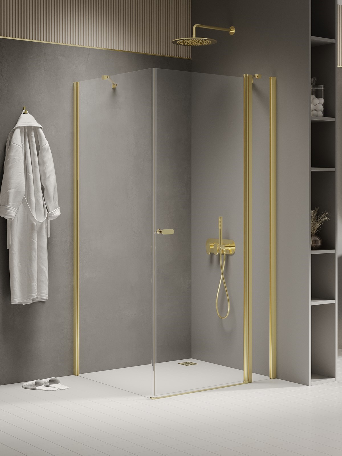 New Trendy New Soleo Light Gold kabina prysznicowa 100x100 cm kwadratowa złoty połysk/szkło przezroczyste K-1860