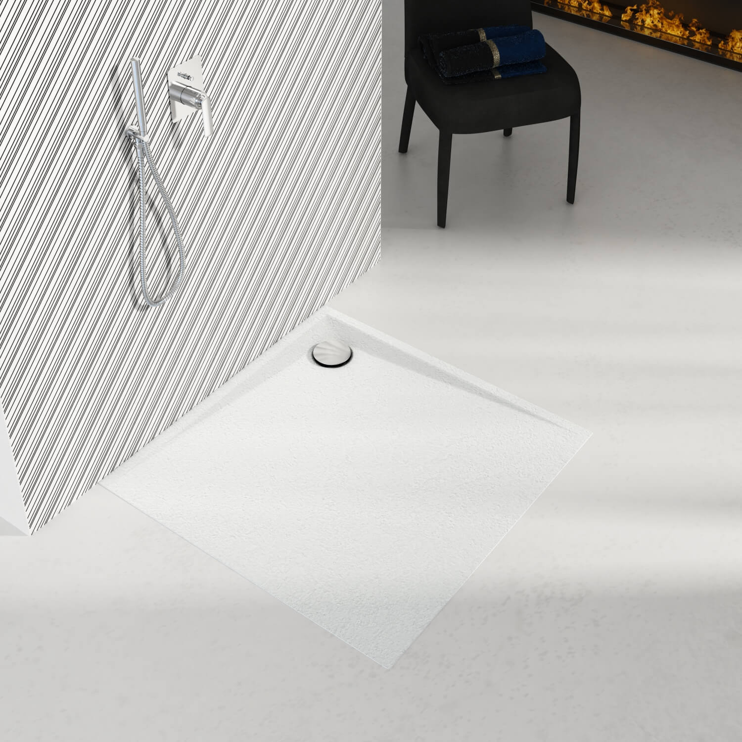 Schedline Libra Grooved White Stone brodzik kwadratowy 90x90 cm biały 3SP.L1K-9090/B/GR