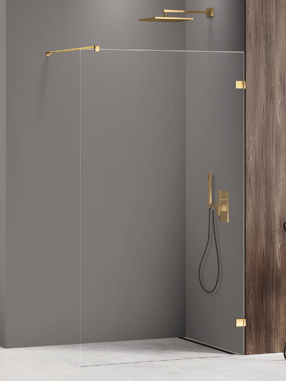 New Trendy Avexa Gold Shine ścianka prysznicowa walk-in 80 cm złoty połysk/szkło przezroczyste EXK-7047