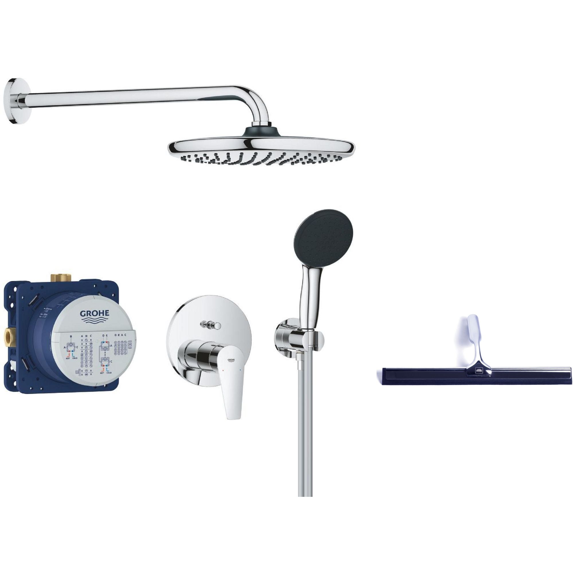 Grohe Start Edge zestaw prysznicowy podtynkowy z deszczownicą chrom 25293000 + ściągaczka do wody GRATIS - Wysyłka w 24h