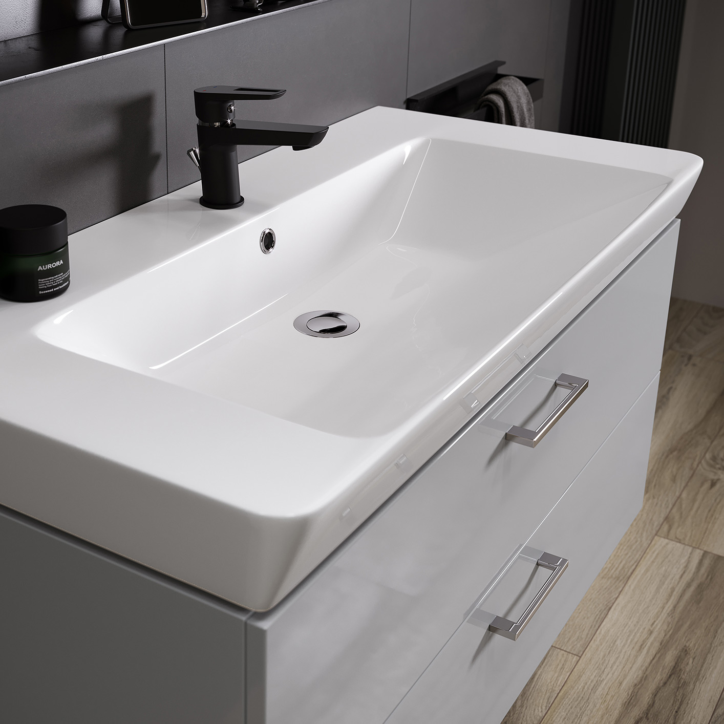 Cersanit Mille Slim umywalka z szafką Lara 50 cm szara S801-320-DSM - Wysyłka w 24h