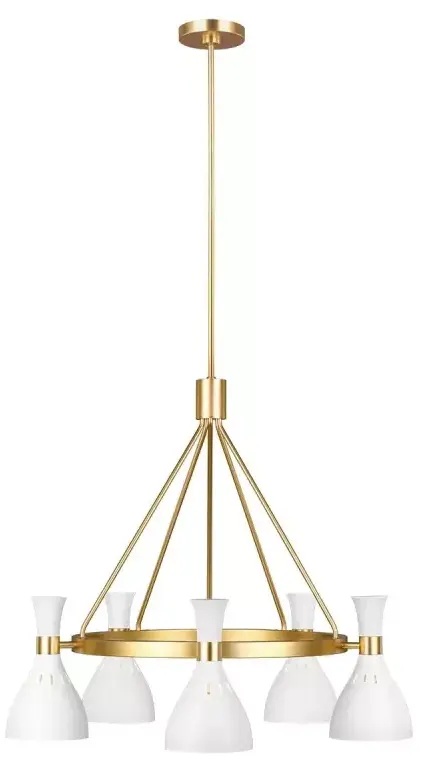 Elstead Lighting Joan lampa wisząca 5x60 W biały mat/oksydowany mosiądz FE-JOAN5-MW