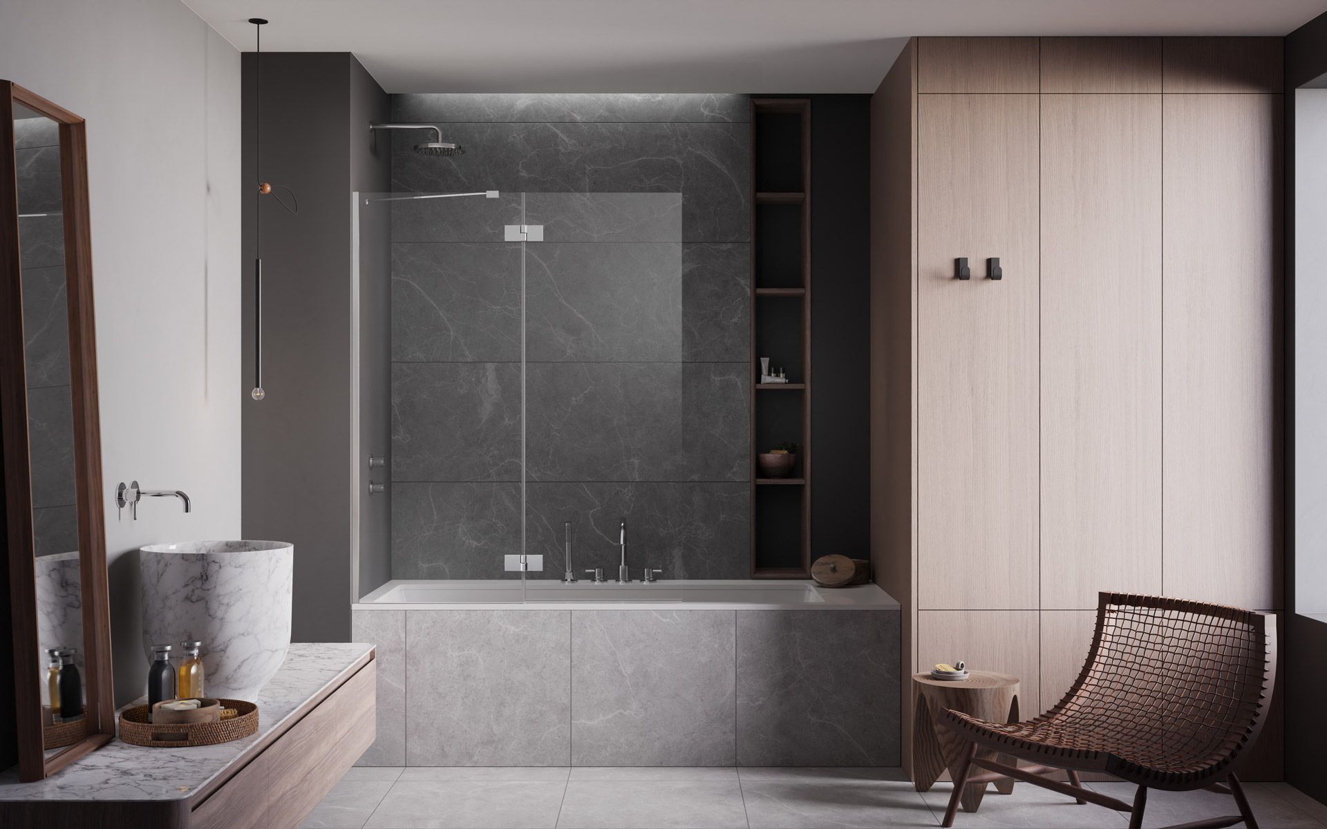 Radaway Essenza New PND II parawan nawannowy 130 cm lewy chrom/szkło przezroczyste 110002130-01-01L