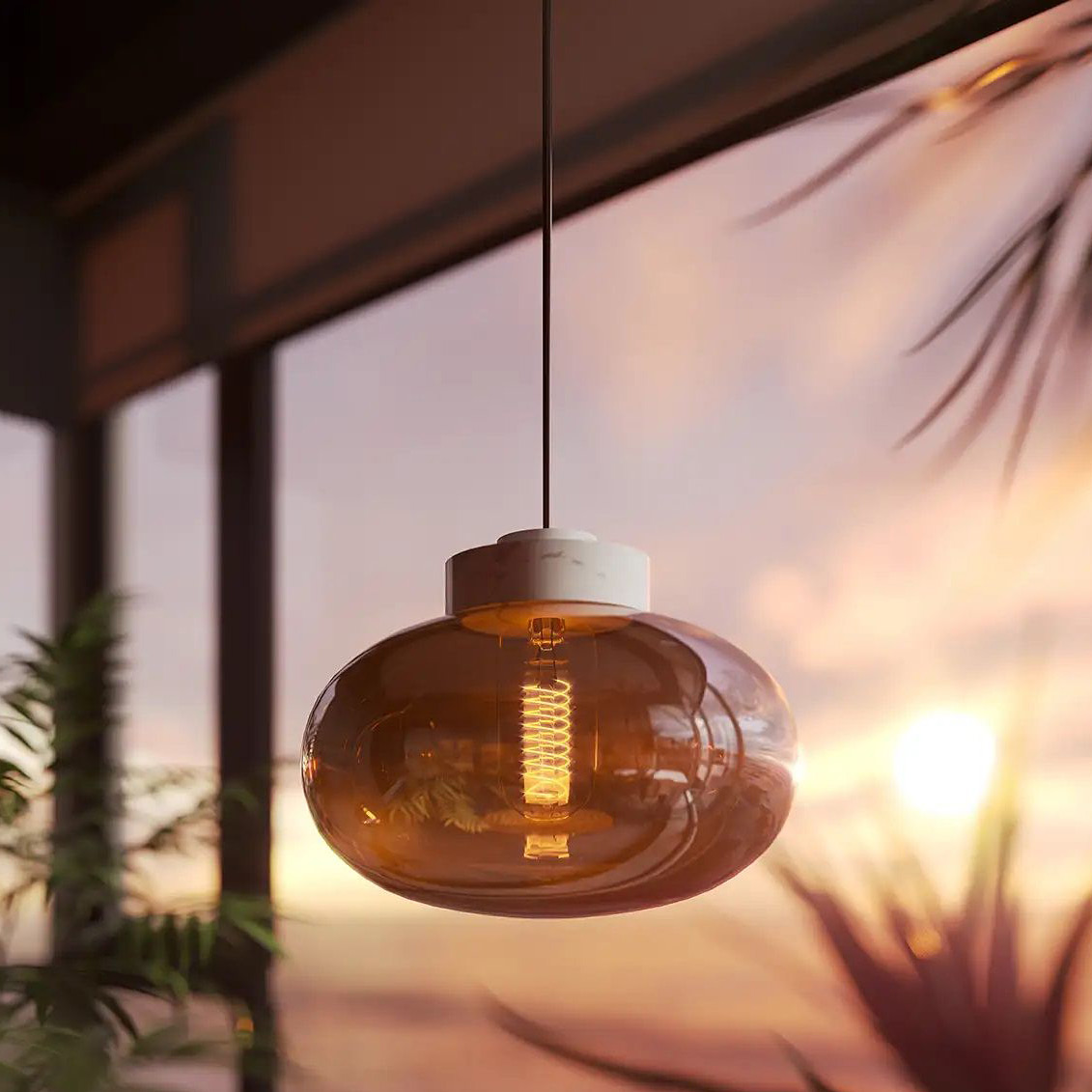 MaxLight Palloncini lampa wisząca 1x7 W biała-bursztynowa P0518