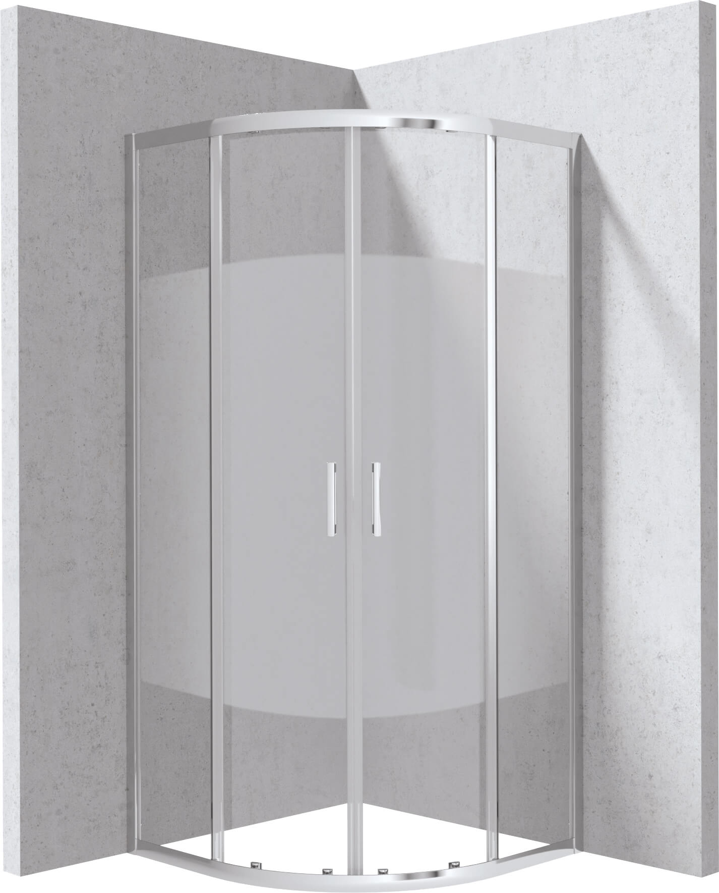 Deante Funkia Evo kabina prysznicowa 90x90 cm półokrągła chrom połysk/szkło ze wzorem pas KYP0E99P - Wysyłka w 24h