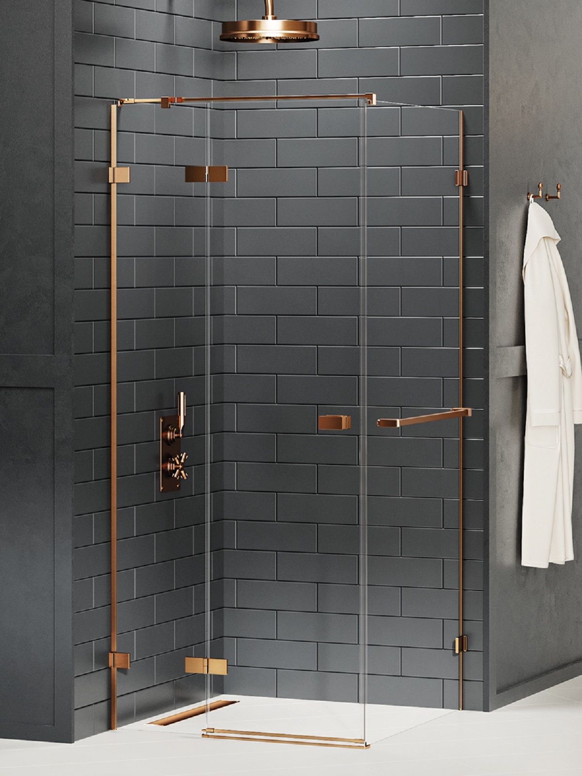 New Trendy Avexa Copper Brushed kabina prysznicowa 110x100 cm prostokątna lewa miedź szczotkowana/szkło przezroczyste EXK-3626