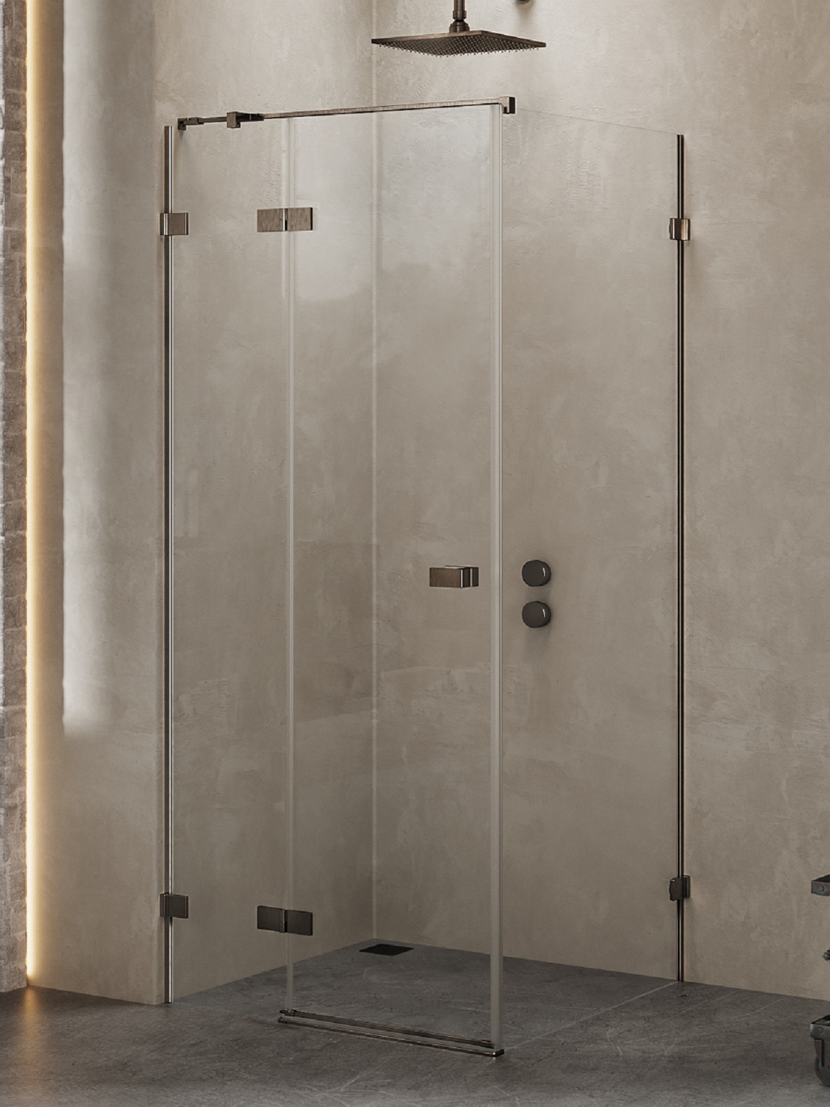 New Trendy Avexa kabina prysznicowa 110x100 cm prostokątna lewa gunmetal szczotkowany/szkło przezroczyste EXK-3339
