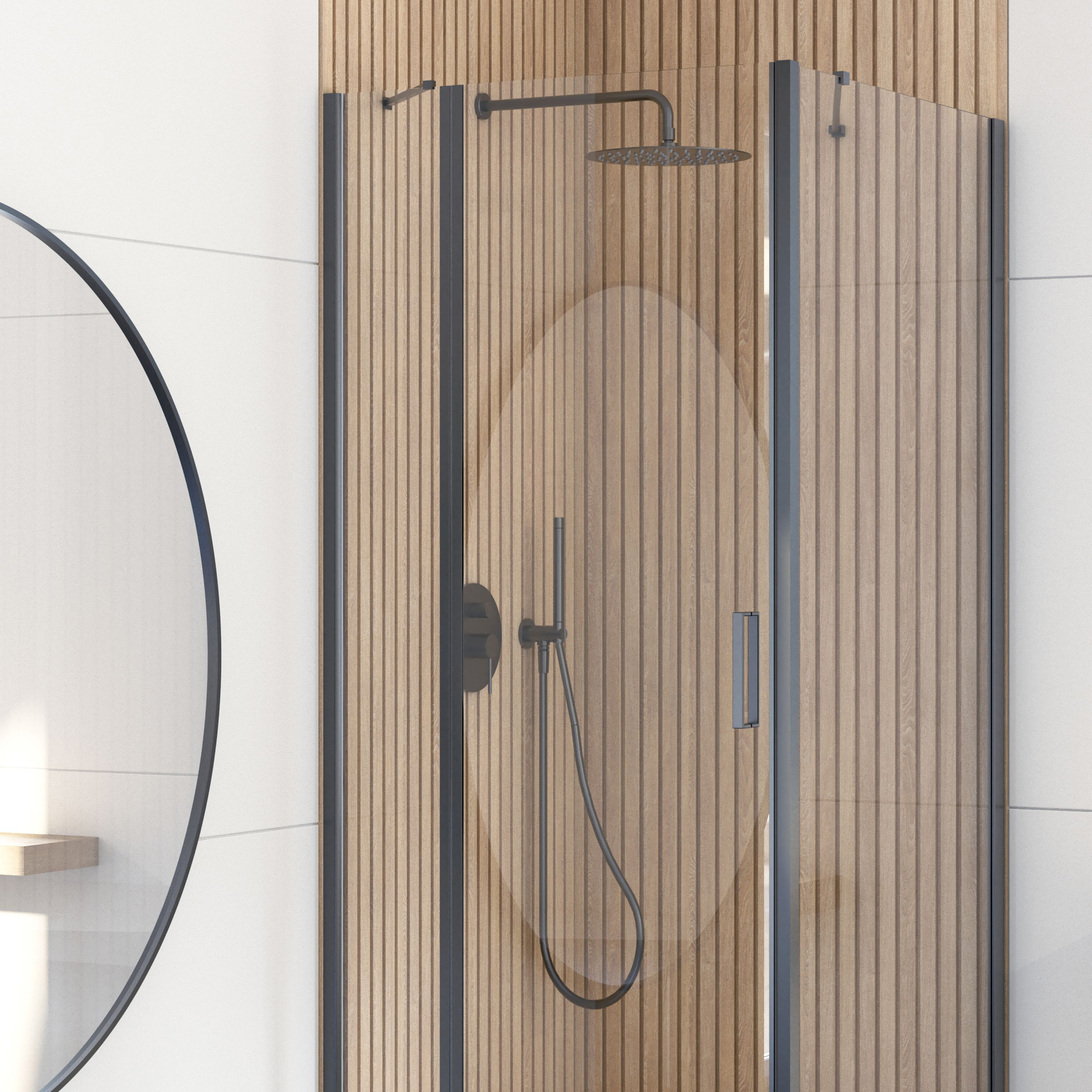 Oltens Hallan ścianka prysznicowa 80 cm czarny mat/szkło przezroczyste 22100300 - Wysyłka w 24h