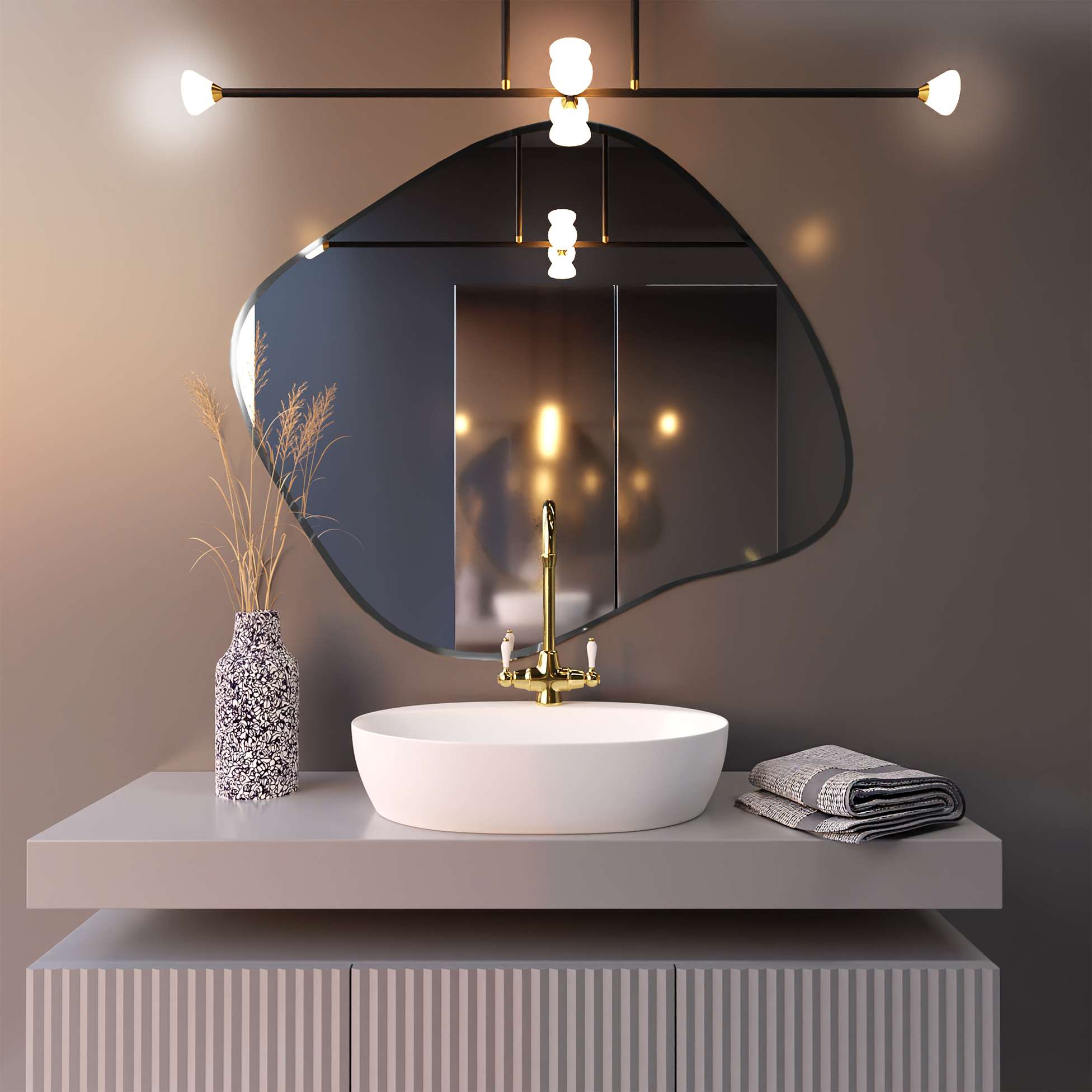 Baltica Design Tiny Borderbright Stain III lustro 90x77 cm z oświetleniem LED srebrne barwa ciepła