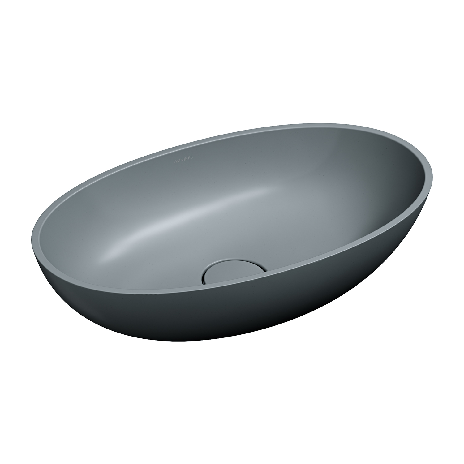 Omnires Shell M+ umywalka 60x35 cm owalna nablatowa ash grey SHELLUNAG