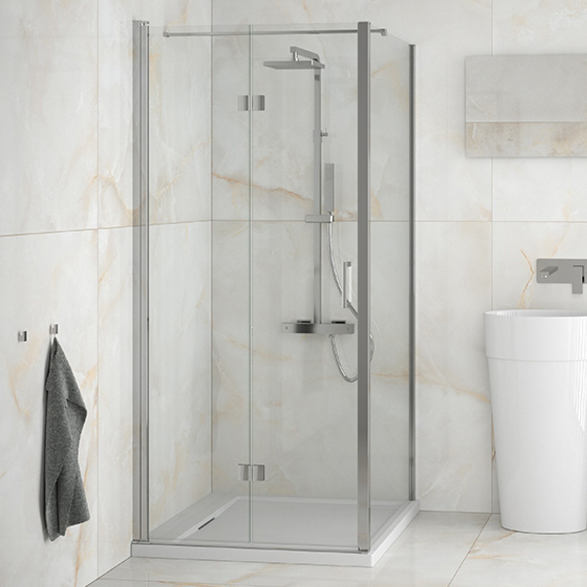 Besco Exo-CH ścianka prysznicowa 90 cm boczna chrom/szkło przezroczyste PCH-90-190C