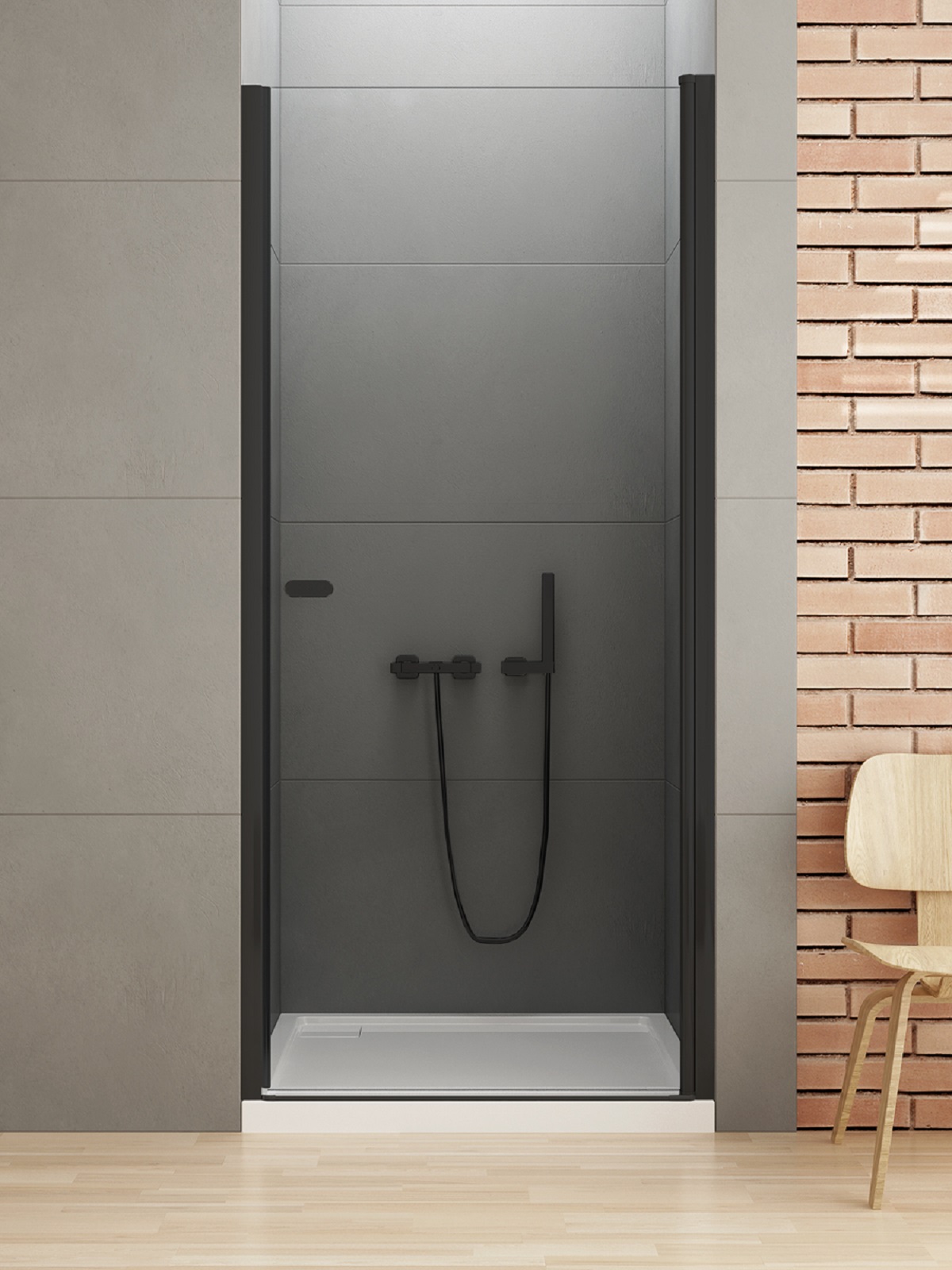 New Trendy New Soleo Black drzwi prysznicowe 70 cm uchylne czarny mat/szkło przezroczyste D-0209A
