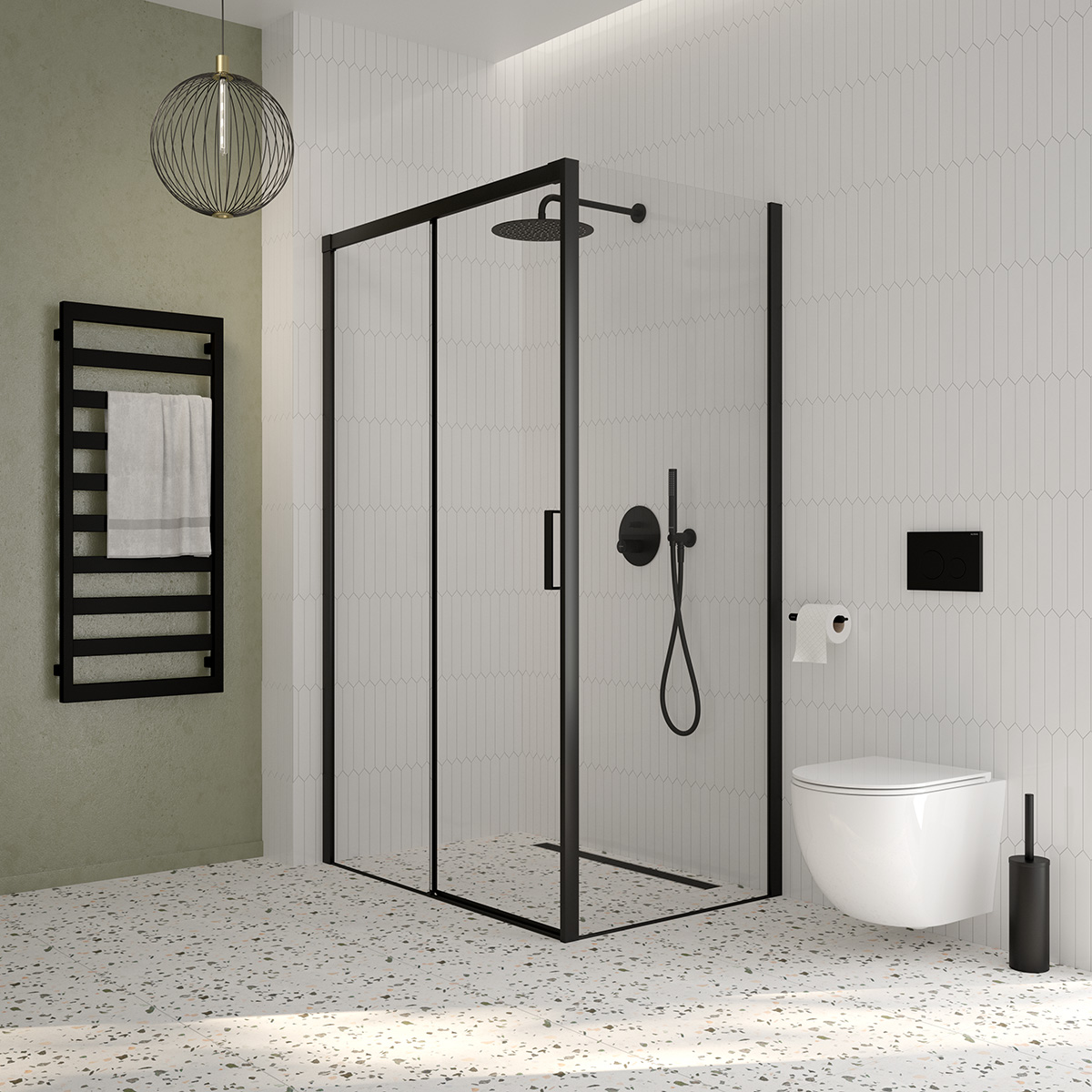 Oltens Breda kabina prysznicowa 120x80 cm prostokątna czarny mat/szkło przezroczyste 20223300 - Wysyłka w 24h