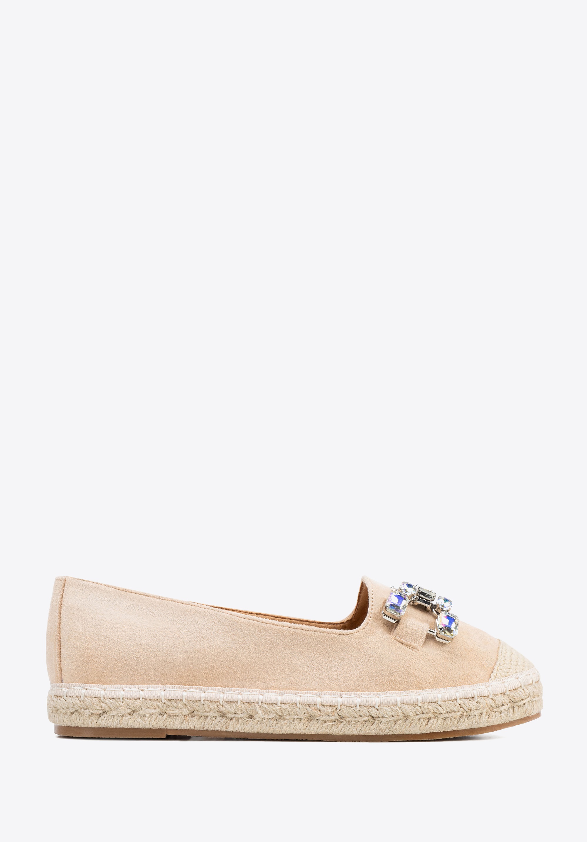 Damskie espadryle z biżuteryjną ozdobą jasny beż