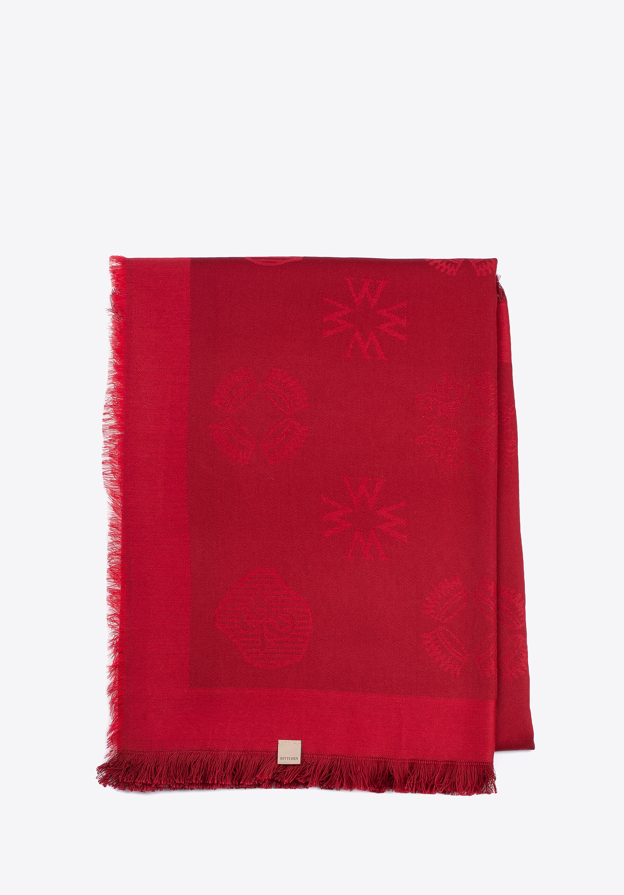 Damska chusta z bambusem tkana w monogram czerwona