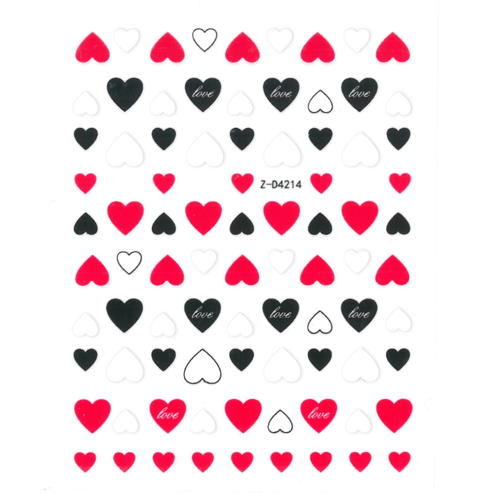 Naklejki do paznokci cienkie samoprzylepne Nail Art Sticker red serduszka Z-D4214