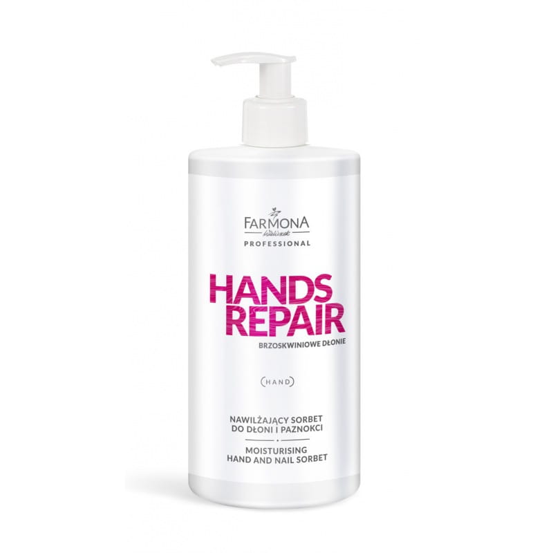 Sorbet nawilżający do dłoni i paznokci Farmona Hands Repair brzoskwiniowe dłonie 500 ml