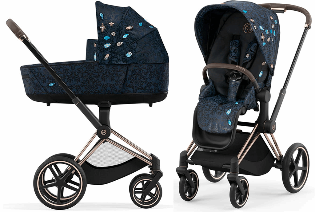 Cybex ePriam Fashion Collection - wózek głęboko-spacerowy z napędem elektrycznym-Jewels of Nature-Chrome z czarną rączką