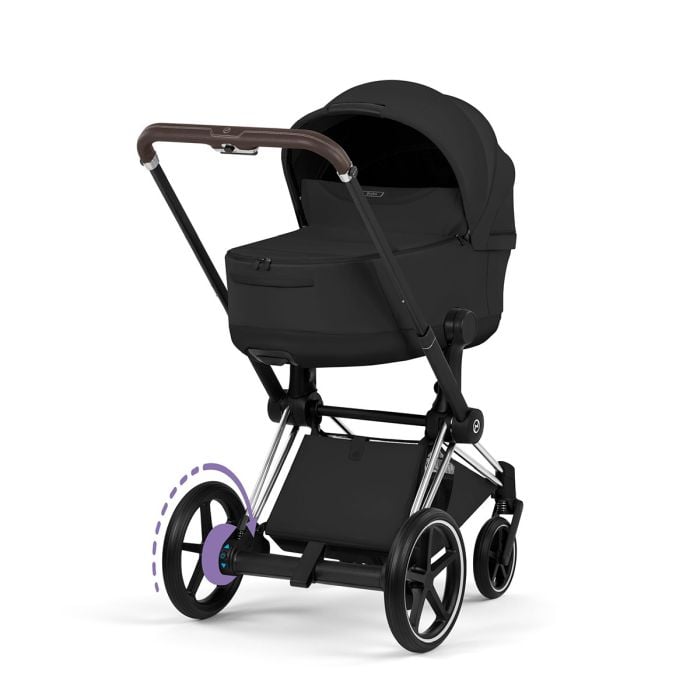 Cybex e-Priam 5.0 Style - elektryczny wózek głęboko-spacerowy 2w1-Sepia Black-Chrome (with brown leather)