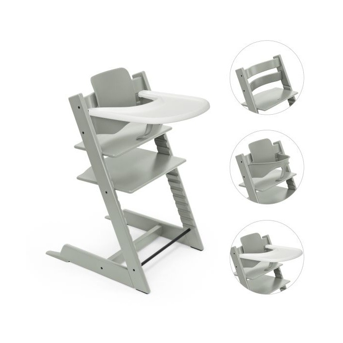 Stokke Tripp Trapp Bundle - krzesełko do karmienia + zestaw Baby Set V2 + tacka -Glacier Green