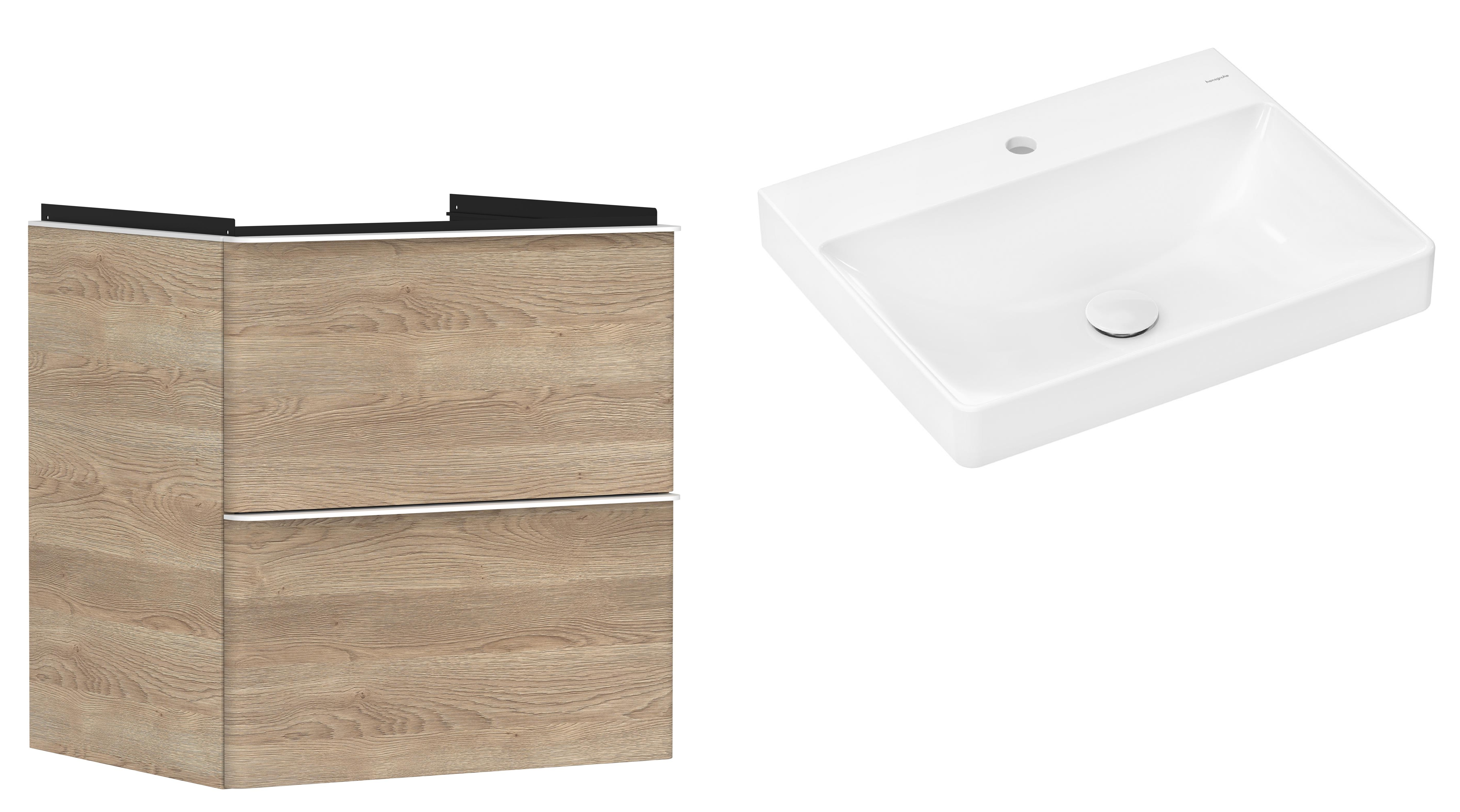 Darmowa Dostawa - Umywalka z szafką 60 cm białą Hansgrohe Xelu Q abset9841