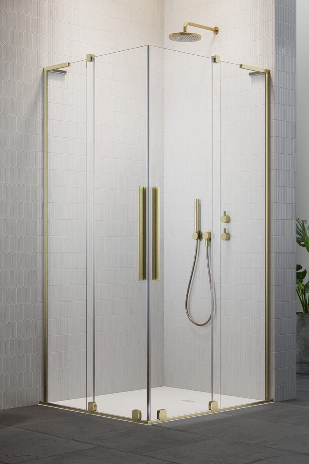 Darmowa Dostawa - Kabina prysznicowa część lewa 100x100 cm kwadratowa Radaway Furo SL Brushed Gold KDD 103051009901L
