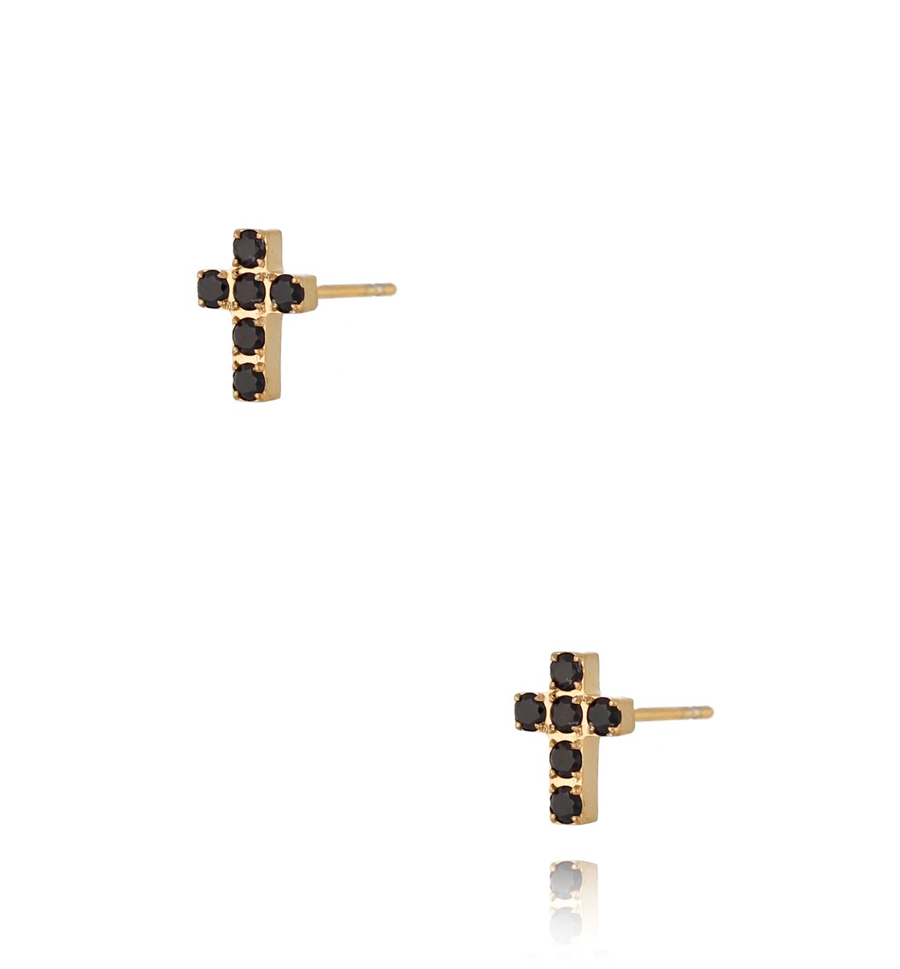 Kolczyki złote krzyżyki z cyrkoniami Cristal Cross - By Dziubeka