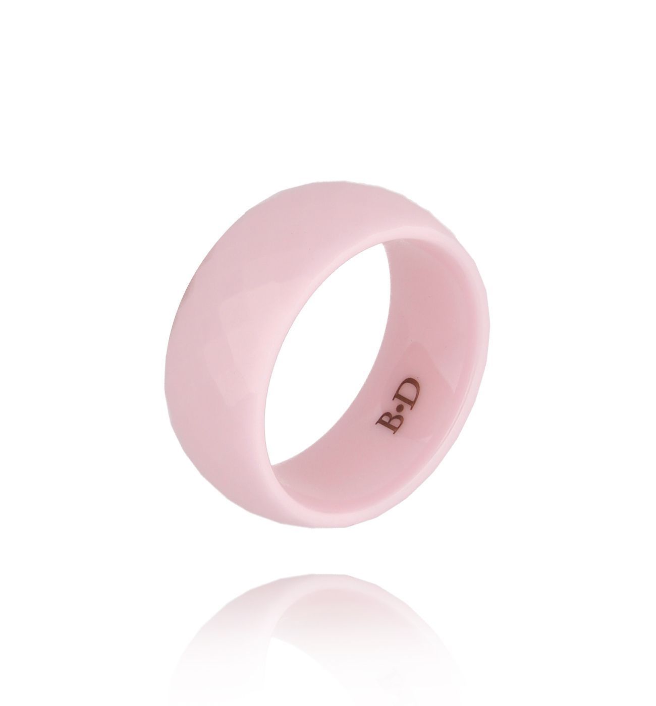 Obrączka z ceramiki różowa fasetowana Feminine PFE0008 - By Dziubeka