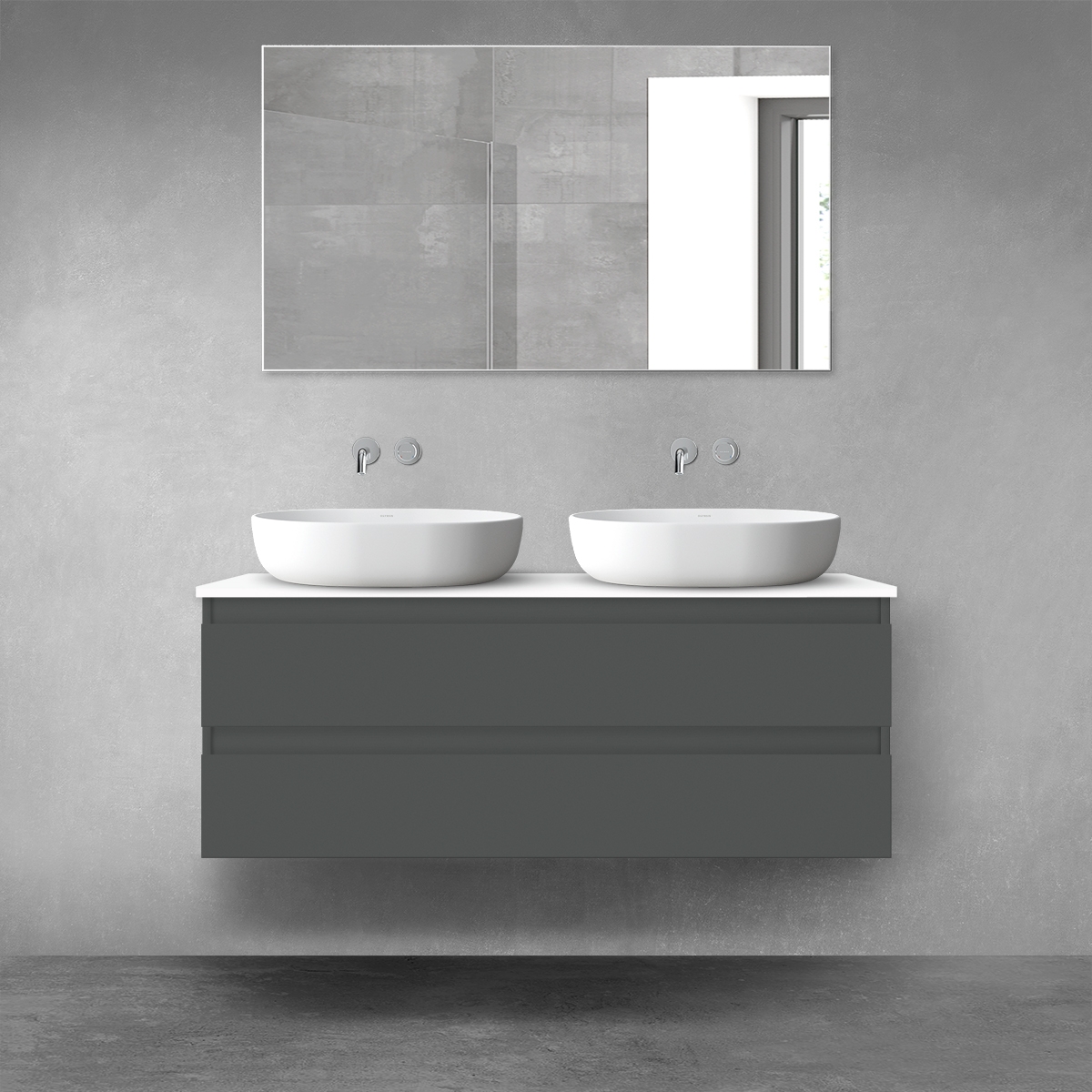 Oltens Vernal szafka 120 cm podumywalkowa wisząca z blatem grafit mat/biały połysk 68469400 - Wysyłka w 24h