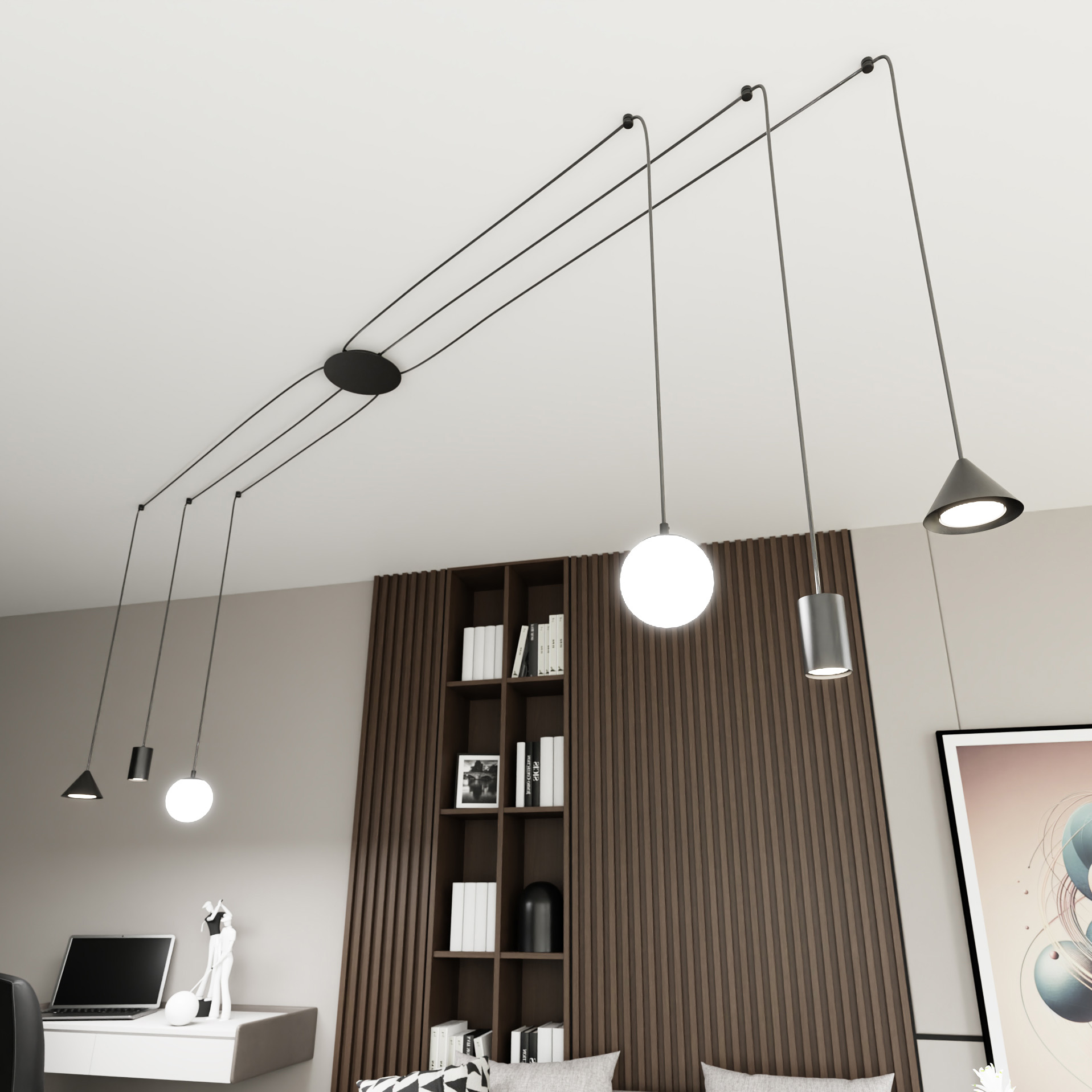 Emibig Fuji lampa wisząca 6x0 W czarna 13496
