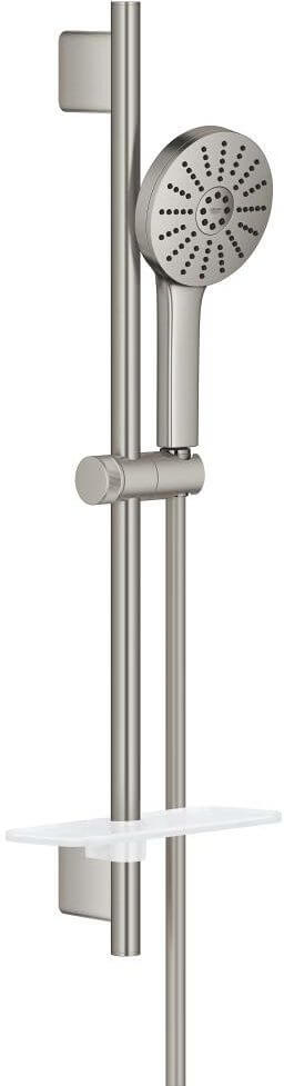 Grohe Vitalio Joy zestaw prysznicowy ścienny Aquabooster wysokociśnieniowa wąż drążek półka 6,3l/min SuperSteel 134866DC00