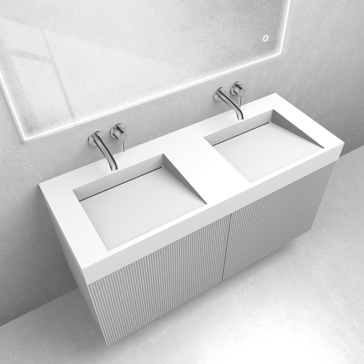 Zestaw Oltens Lun Rilla szafka podumywalkowa 120 cm z umywalką Stila LavaForm biały mat 68795000 - Wysyłka w 24h