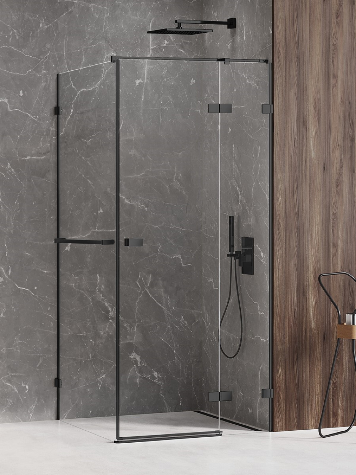 New Trendy Avexa Black kabina prysznicowa 120X80 cm prostokątna prawa czarny mat/szkło przezroczyste EXK-2590