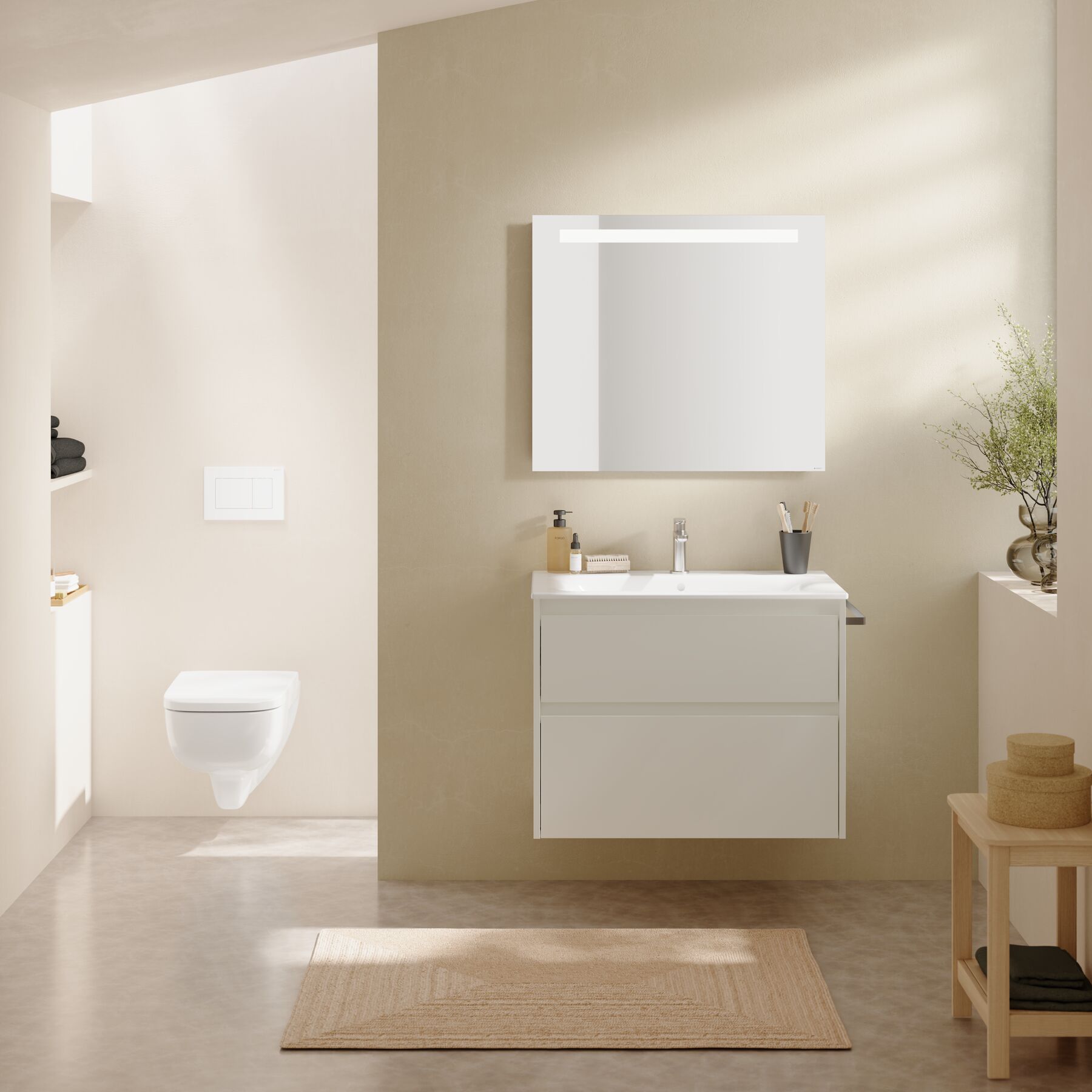 Geberit Selnova Square umywalka z szafką 80 cm dąb naturalny 504.139.PS.1