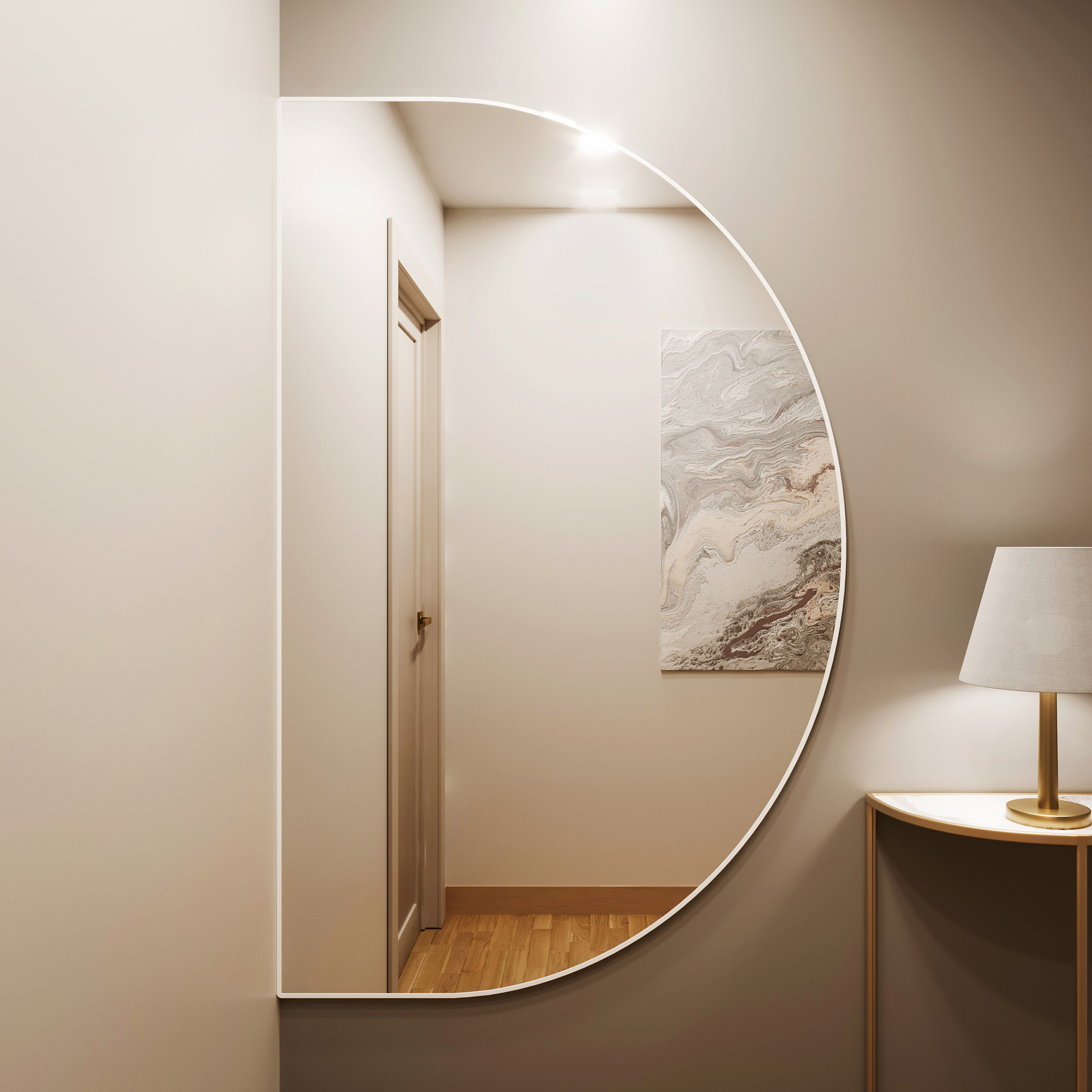 Baltica Design Tiny Border Semi Round lustro 110x55 cm białe