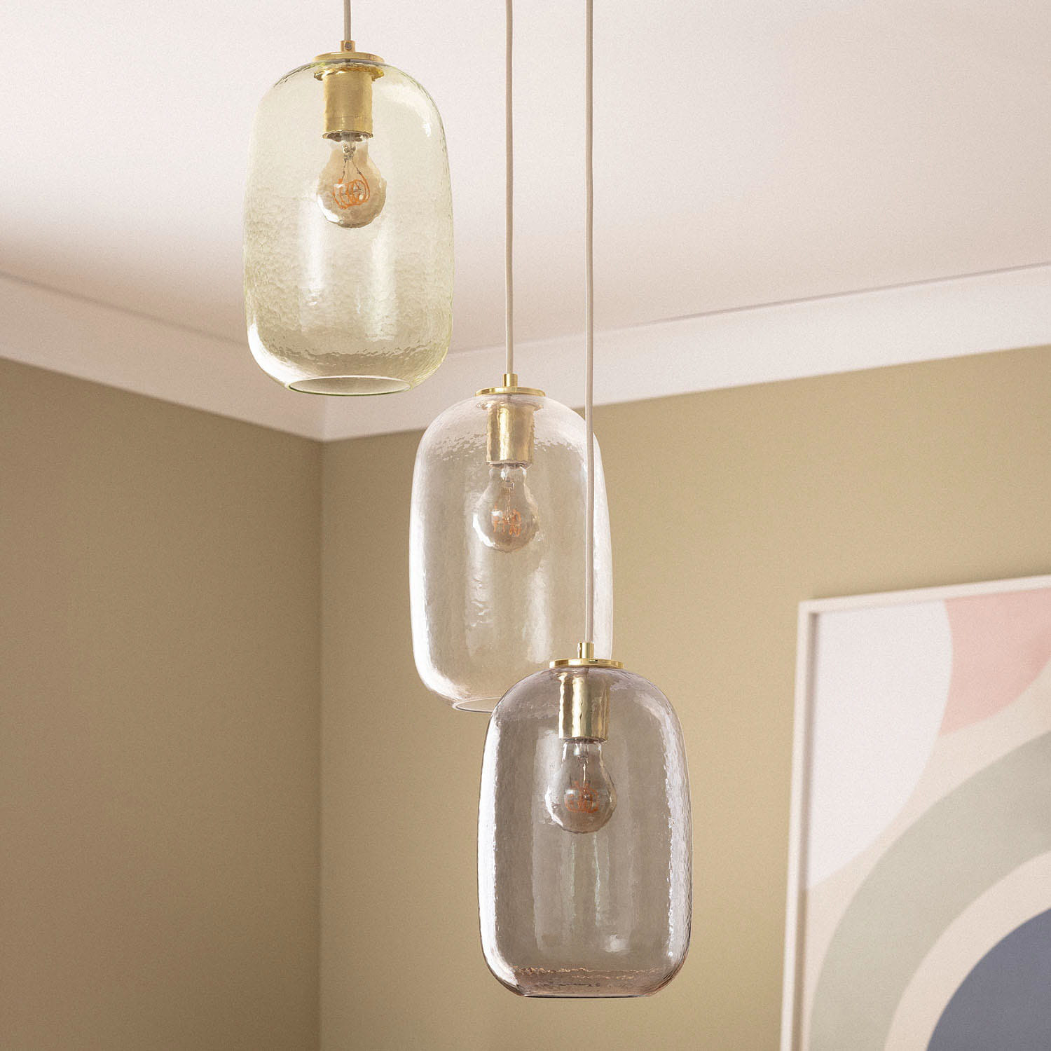 Abruzzo Claro lampa wisząca 3x40 W zielona-przezroczysta-złota-fioletowa ABR-3SKCLA