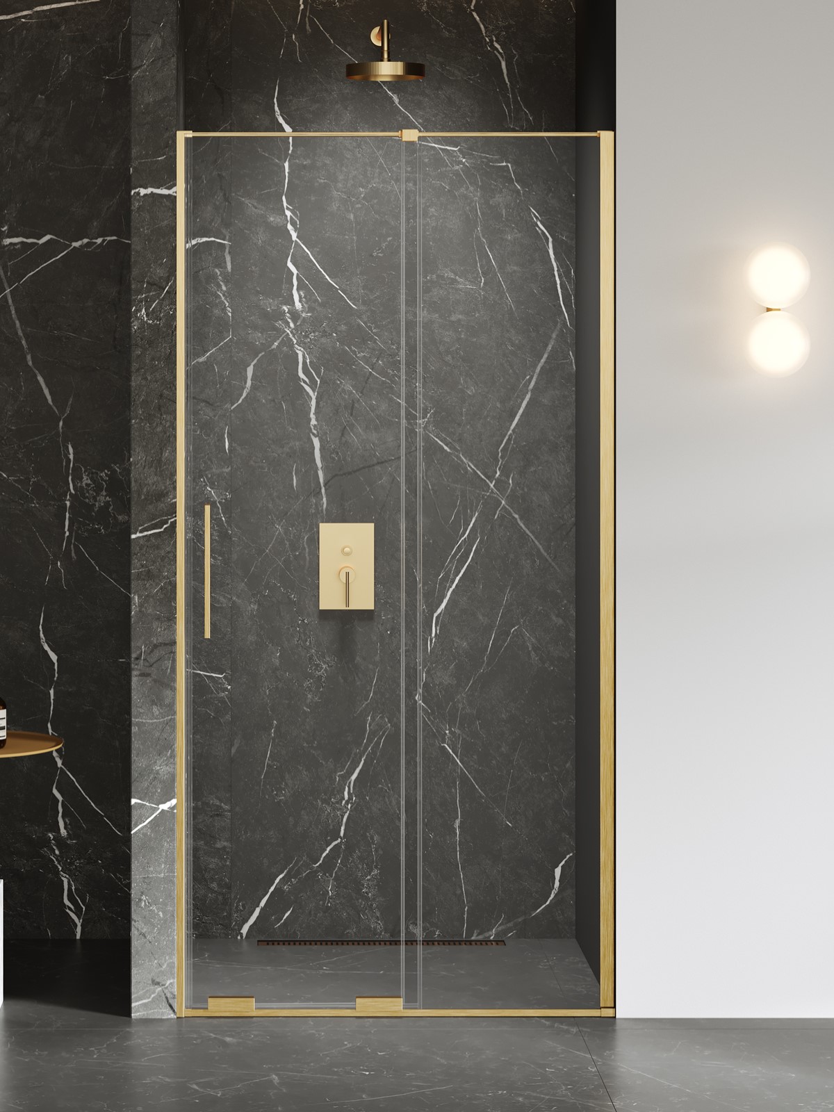 New Trendy Smart Gold Brushed drzwi prysznicowe 150 cm rozsuwane złoty szczotkowany/szkło przezroczyste EXK-7506