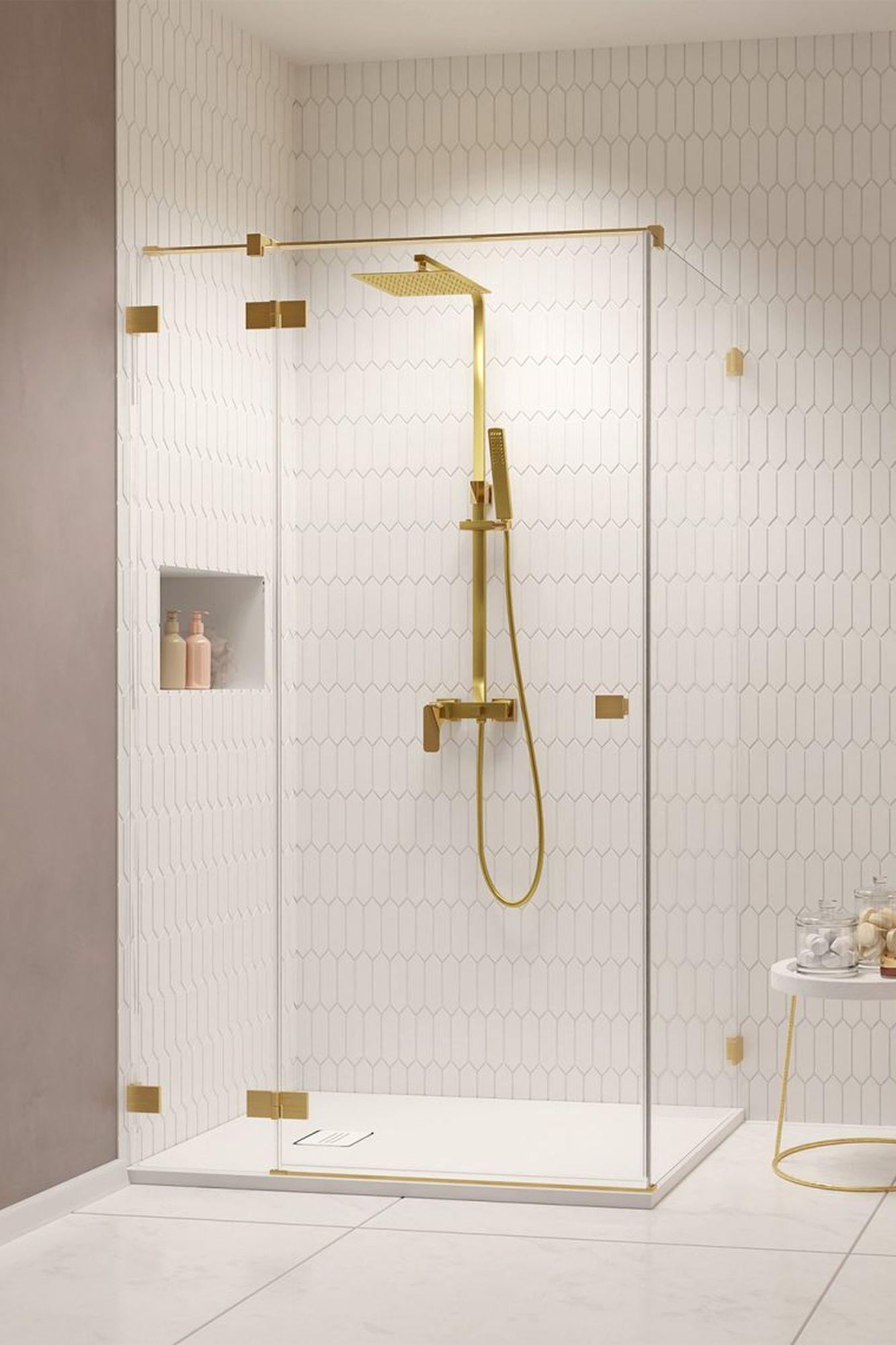 Radaway Essenza Pro Brushed Gold KDJ drzwi prysznicowe 110 cm lewe złoty szczotkowany/szkło przezroczyste 10097110-99-01L