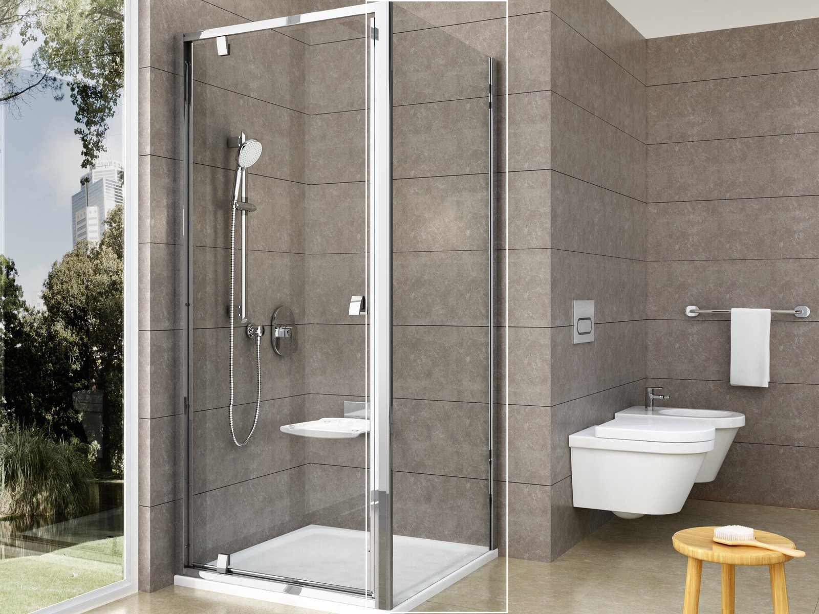 Ravak Pivot PPS-80 ścianka prysznicowa 80 cm polerowane aluminium/szkło przezroczyste 90G40C00Z1