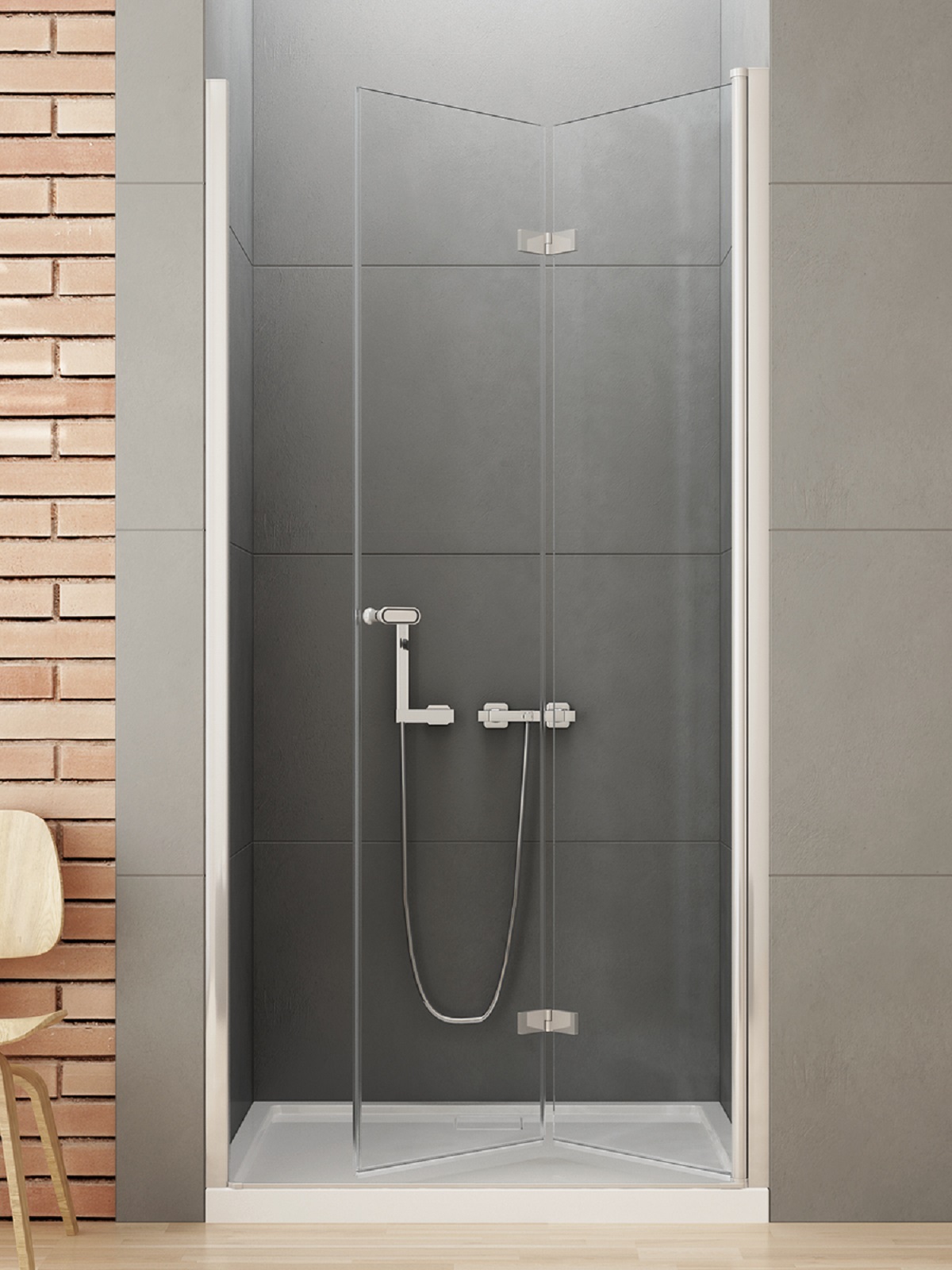 New Trendy New Soleo drzwi prysznicowe 70 cm składane prawe chrom połysk/szkło przezroczyste D-0130A