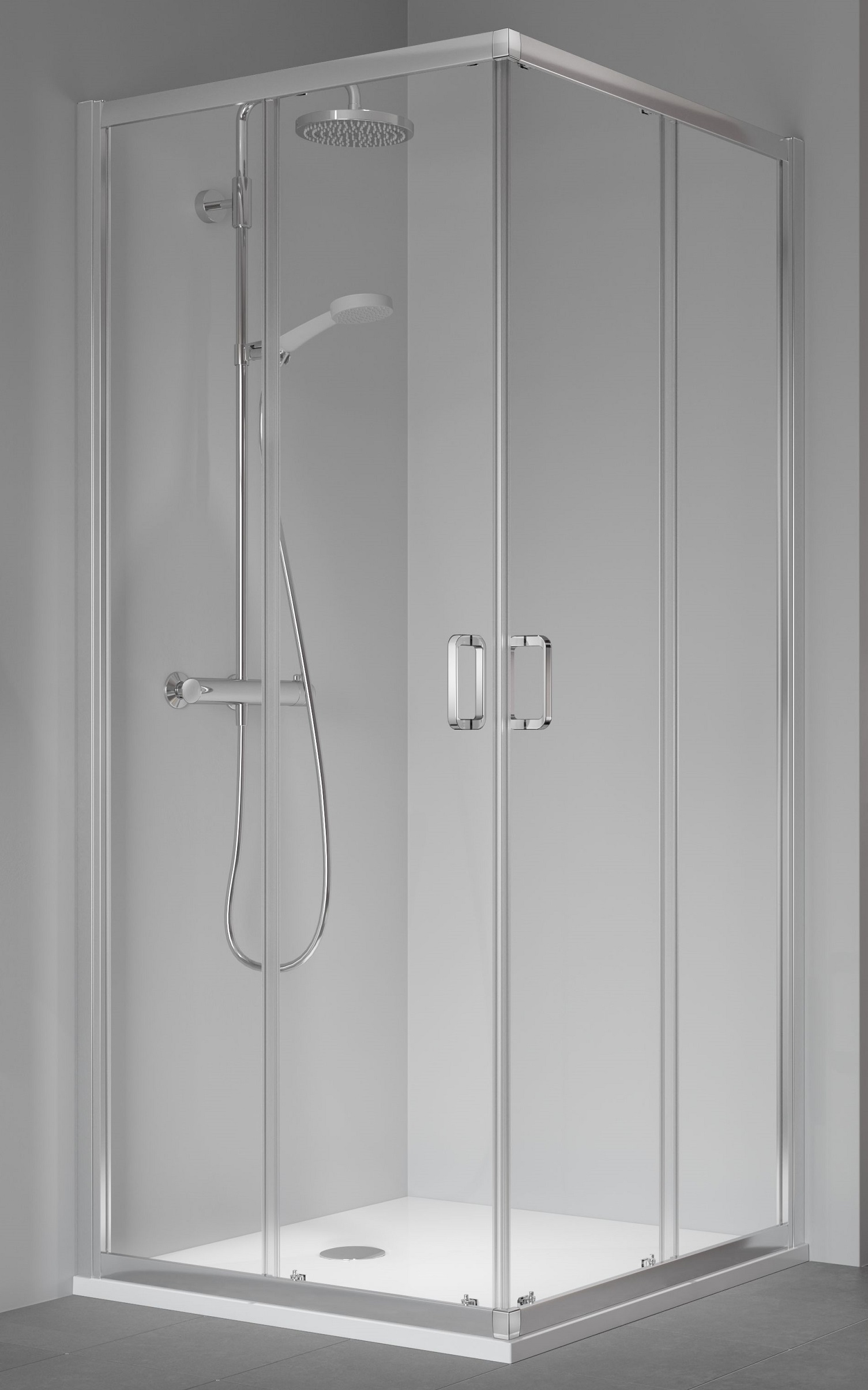 Kermi Stina STED4 kabina prysznicowa 90x90 cm kwadratowa srebrny połysk/szkło przezroczyste STED409019VPK - Wysyłka w 24h