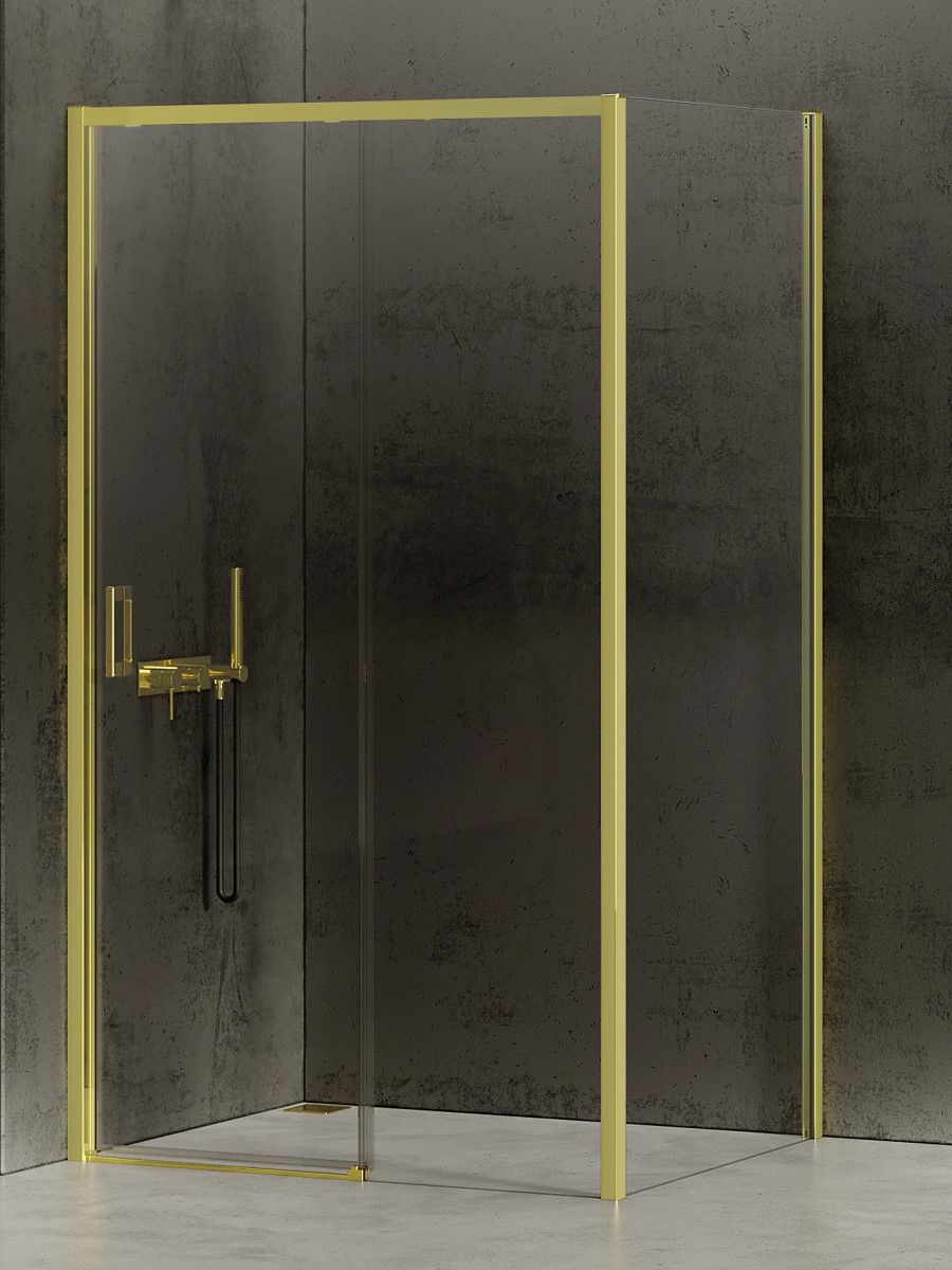 New Trendy Prime Light Gold kabina prysznicowa 100x80 cm prostokątna prawa złoty/szkło przezroczyste K-1465